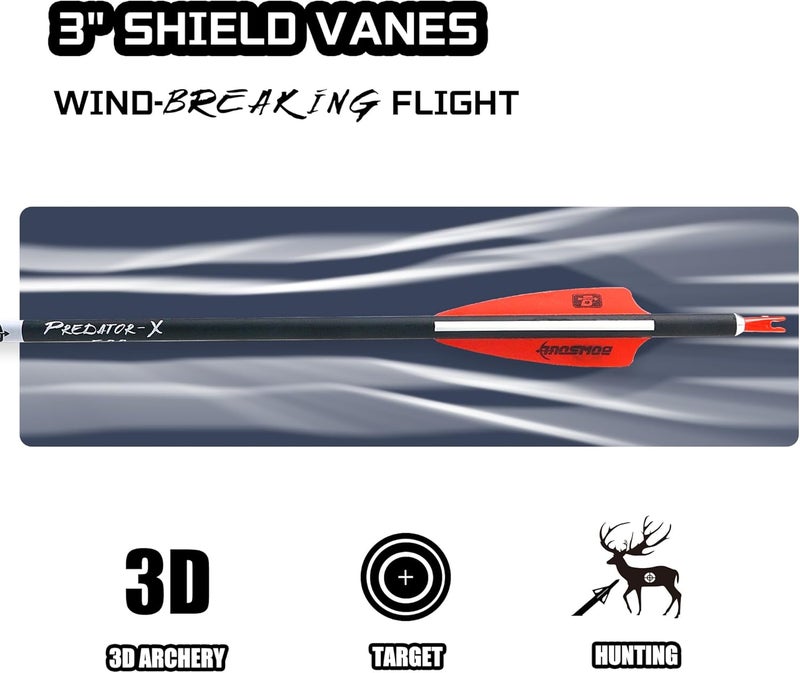 BOWSOUL 31Inch Carbon Arrows for Target Practice Hunting Arrow with Removable Tips for Compound & Recurve Bow(Pack of 12) - Image 4